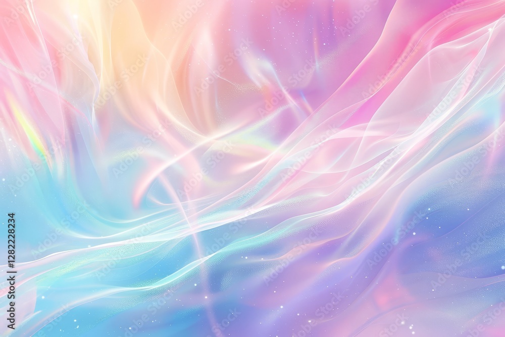 Fototapeta premium A vibrant array of colors dances across a holographic background, creating a whimsical atmosphere filled with iridescent beauty and serenity