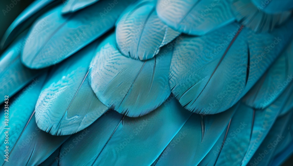 Obraz premium Turquoise feathers display stunning textures and patterns, highlighting the beauty and complexity of avian plumage in a natural setting