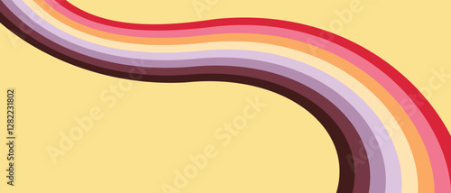 Vintage 70s retro background vector. Abstract wavy stripes in warm colors on a light backdrop. Nostalgic mid-century style wallpaper for posters, banners, and decorative design
