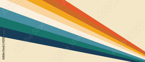 Free Download Vintage 70s retro background vector. Abstract wavy stripes in warm colors on a light backdrop. Nostalgic mid-century style wallpaper for posters, banners, and decorative design - GFXLoad