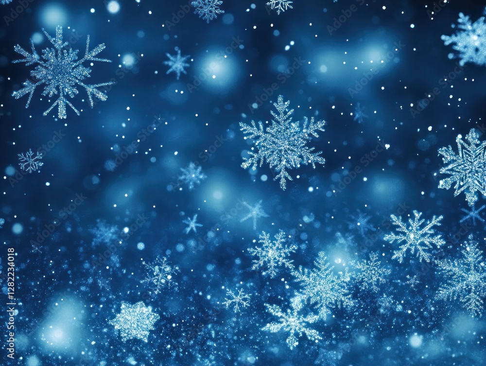 Blue winter background with snowflakes and bokeh. Blue winter background with snowflakes and bokeh.