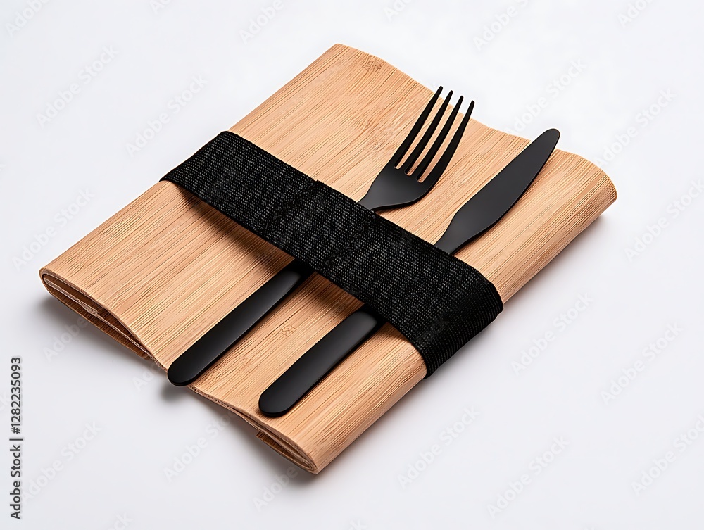 Minimalist Sustainable Cutlery Set with Woven Strap for Lunch Minimalist Sustainable Cutlery Set with Woven Strap for Lunch