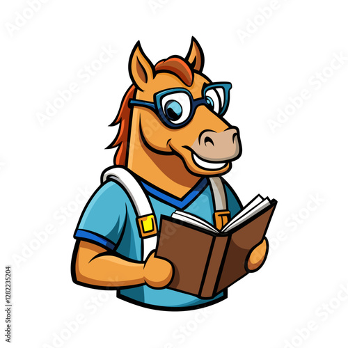 Fotografija Strong Workhorse with Harness - Vector Illustration, Clipart & Line Art Design, Strong workhorse vector illustration with harness, perfect for clipart, cartoons, and line art designs