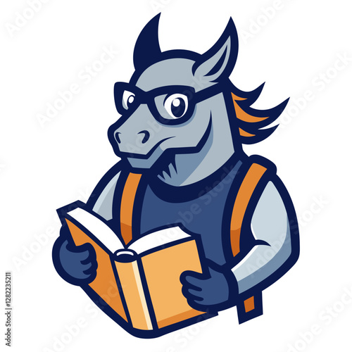Fotografija Strong Workhorse with Harness - Vector Illustration, Clipart & Line Art Design, Strong workhorse vector illustration with harness, perfect for clipart, cartoons, and line art designs