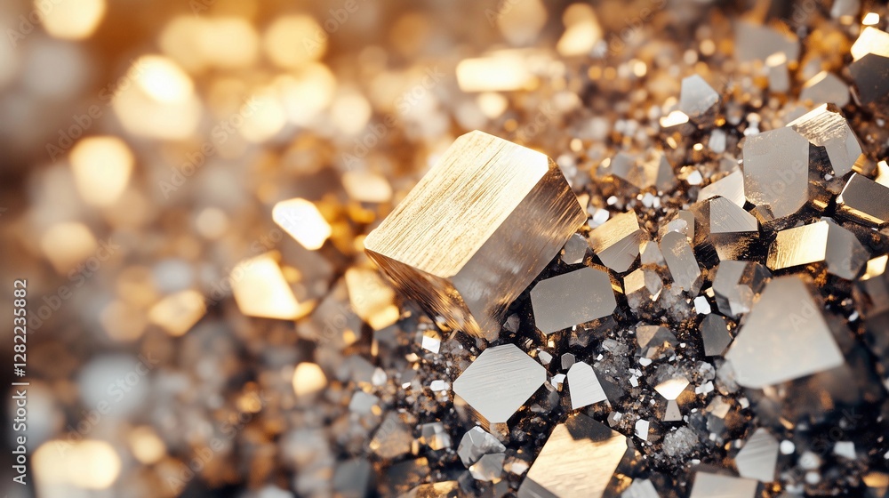 Beautiful arrangement of shiny metallic crystals reflecting light with intricate details in a close-up view Beautiful arrangement of shiny metallic crystals reflecting light with intricate details in a close-up view