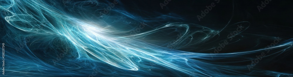 Abstract Blue And White Energy Flowing In Dark Space Abstract Blue And White Energy Flowing In Dark Space