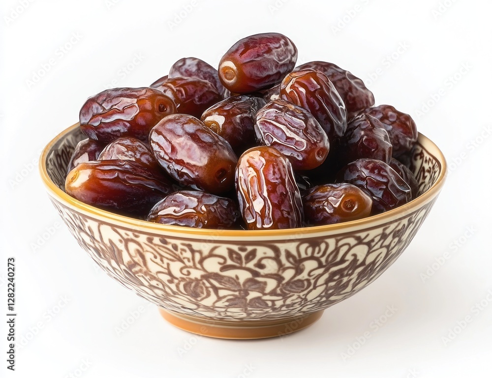 Bowl of fresh dates on white background. Bowl of fresh dates on white background.