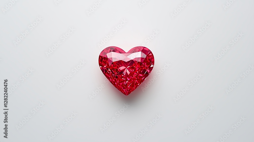 Obraz premium Radiant Red Heart Diamond Jewel Love Facets and Shimmers of Intense Passion and Eternal Devotion