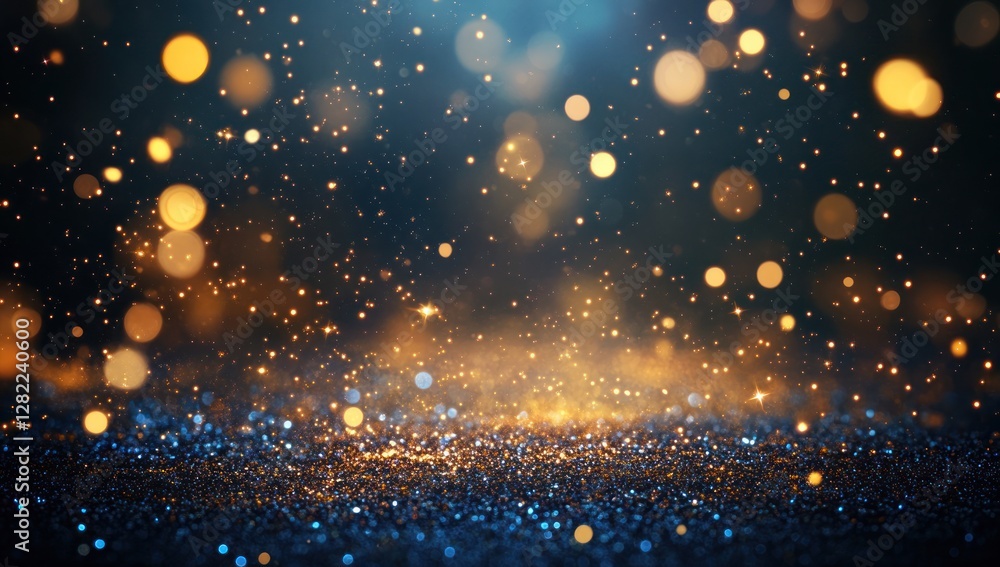 Obraz premium Glittering Gold and Blue Sparkle Background