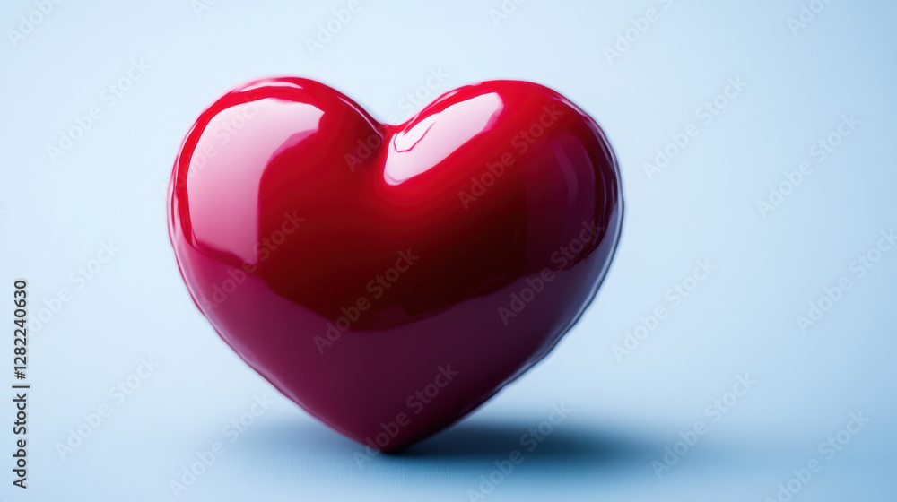 Congestive Heart Failure, Glossy red heart on a soft blue background symbolizing love and affection. Congestive Heart Failure, Glossy red heart on a soft blue background symbolizing love and affection.