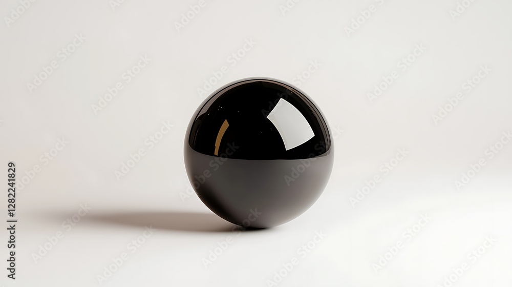 Reflective Black Sphere on White Background Reflective Black Sphere on White Background