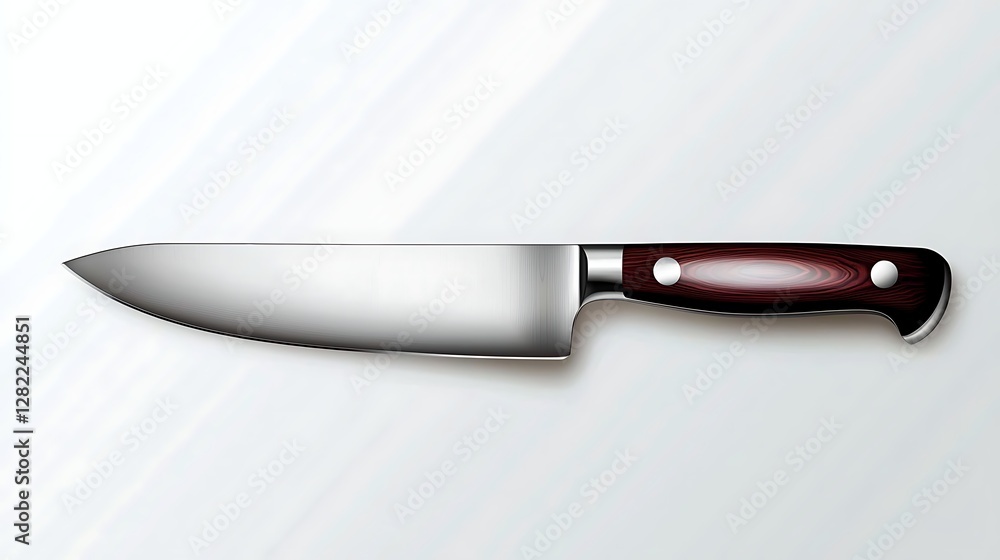 Silver Blade Culinary Knife with Rosewood Handle Shiny Kitchen Utensil for Food Preparation and Cutting Tasks Silver Blade Culinary Knife with Rosewood Handle Shiny Kitchen Utensil for Food Preparation and Cutting Tasks