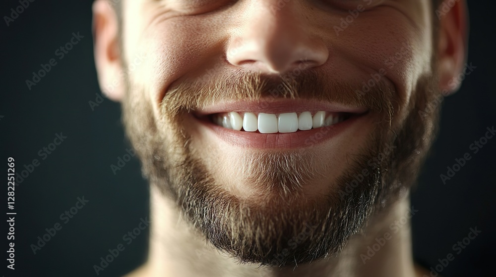 Obraz premium Handsome Young Man Smiling With White Teeth And Stylish Beard