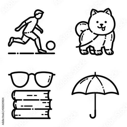 Park Flat Icon Set Isolated On White Background