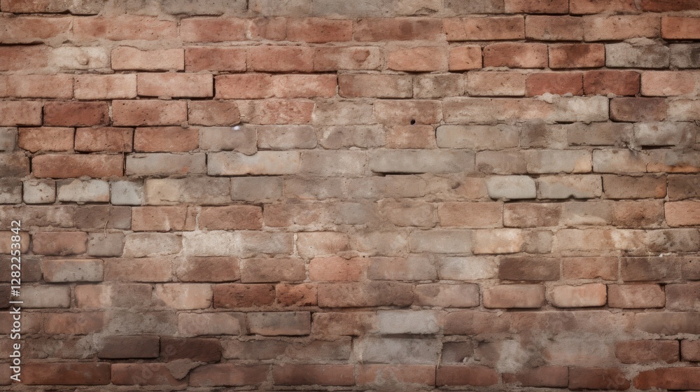 Aged brick wall with textured surfaces and varied colorations detail Aged brick wall with textured surfaces and varied colorations detail