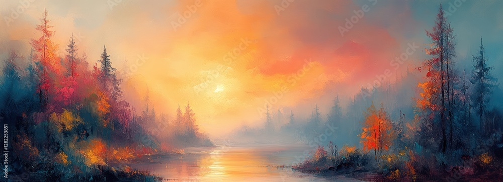 Vibrant Impressionist Abstract Landscape Artwork with Soft Brush Strokes and Warm Sunlight Vibrant Impressionist Abstract Landscape Artwork with Soft Brush Strokes and Warm Sunlight