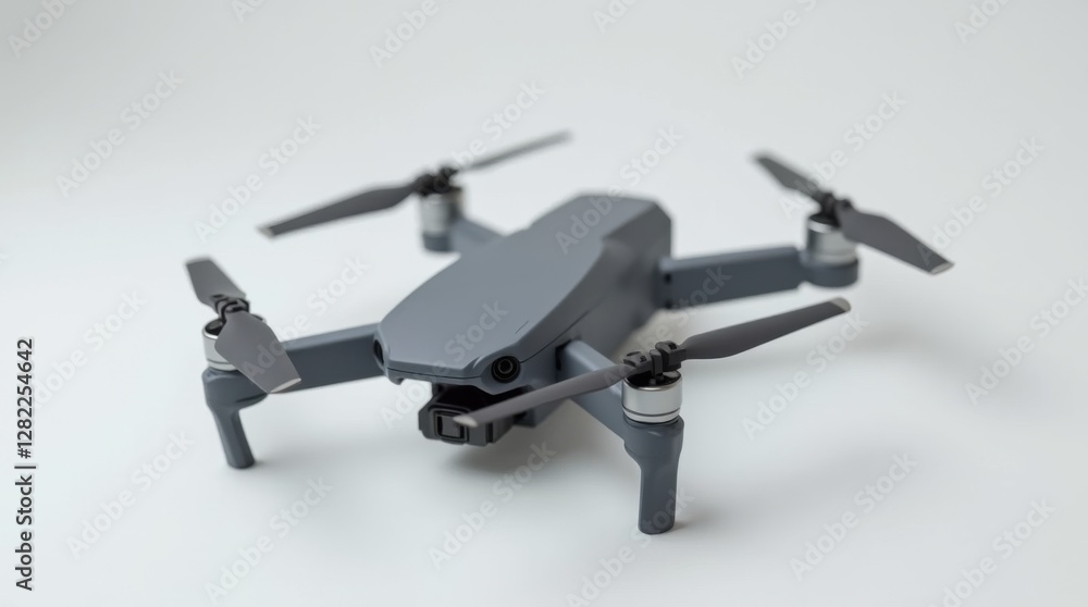 Modern Drone with Folded Propellers Close-Up
