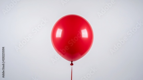 Vibrant Crimson Balloon Floating Cheerfully Against Light Backdrop Celebration Mood