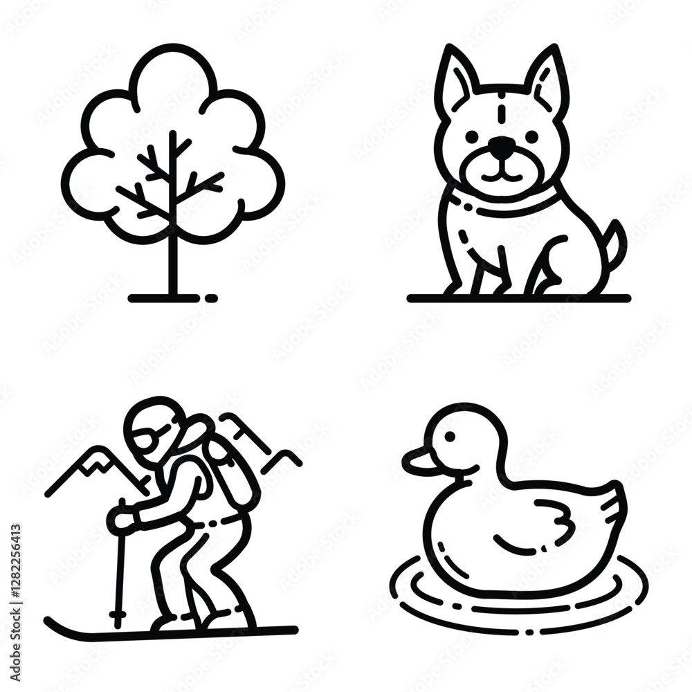 Fototapeta premium Park Flat Icon Set Isolated On White Background