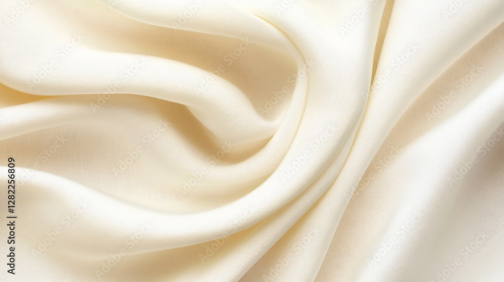 Fototapeta premium Cream colored silken fabric is elegantly draped creating soft folds