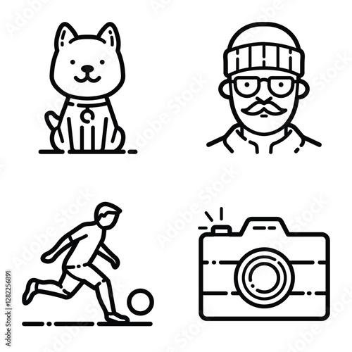 Park Flat Icon Set Isolated On White Background