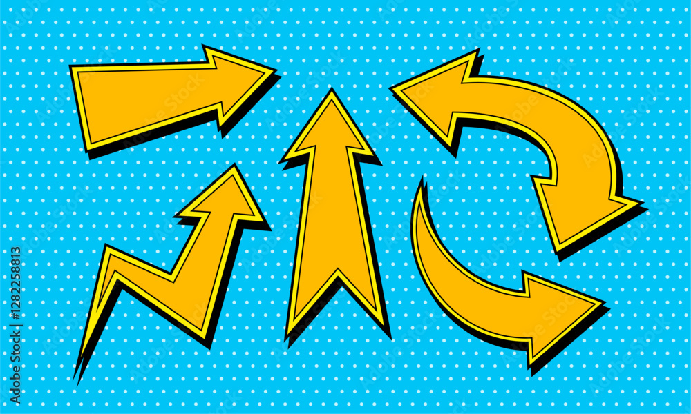 Comic arrow collection set. pop art design illustration