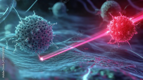 Graphene applications in advanced cancer treatment, glowing nanosystems ensuring precision-targeted therapies photo