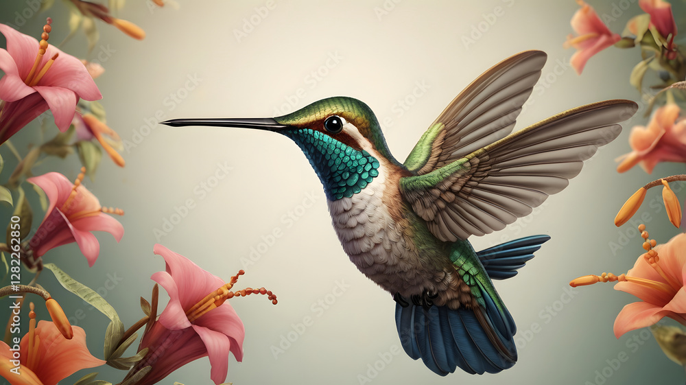 Fototapeta premium hummingbird and flower