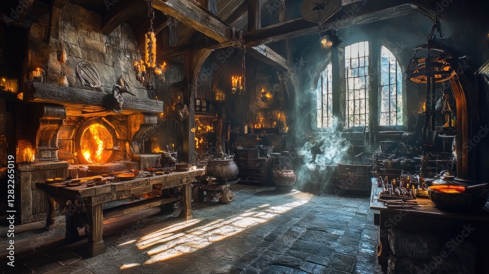 Medieval Kitchen: A Rustic, Firelit Alchemy Room Medieval Kitchen: A Rustic, Firelit Alchemy Room