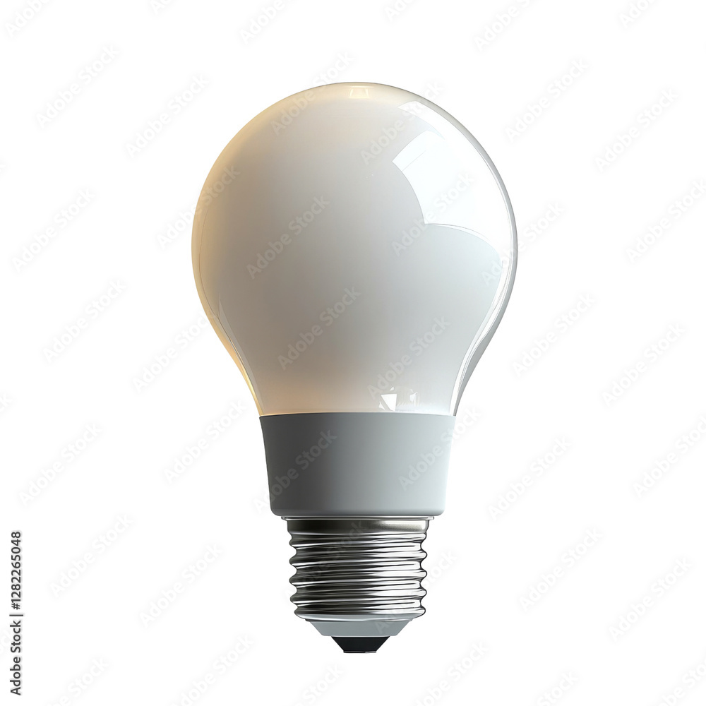 modern light bulb with smooth, round shape and silver base, emitting warm glow. This energy efficient bulb is ideal for home lighting and decor modern light bulb with smooth, round shape and silver base, emitting warm glow. This energy efficient bulb is ideal for home lighting and decor