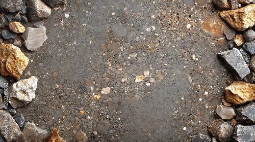 Wallpaper Mural A textured background image featuring an assortment of rocks and stones forming a frame around a gravel surface. Gravel Texture Background: Stones and Rocks Frame Torontodigital.ca