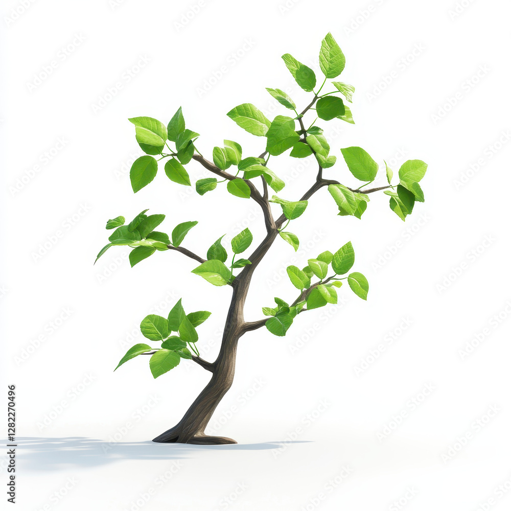 Fototapeta premium Elegant Bonsai Tree with Green Leaves on White Background