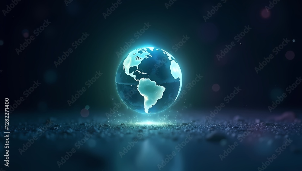 Fototapeta premium Abstract illustration of blue translucent planet earth.