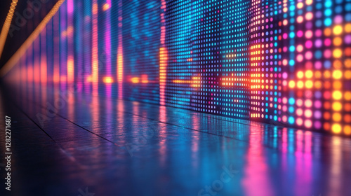 vibrant disco-style background radiating energy with a modern, clean, and bright tone. Blurred effects create depth, with empty space on the side for text or design elements