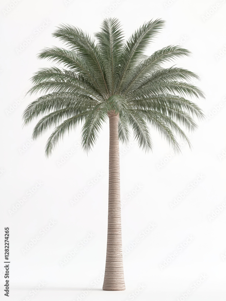 Obraz premium Lush Green Palm Tree Isolated on White Background for Design Use