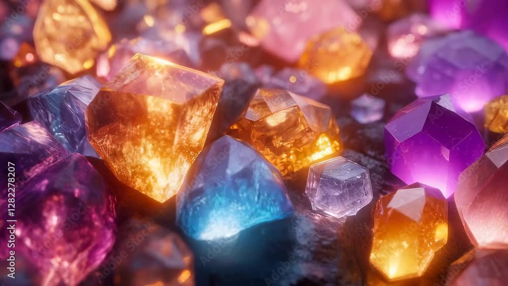 Colorful Crystals and Gemstones Sparkling in Light Colorful Crystals and Gemstones Sparkling in Light