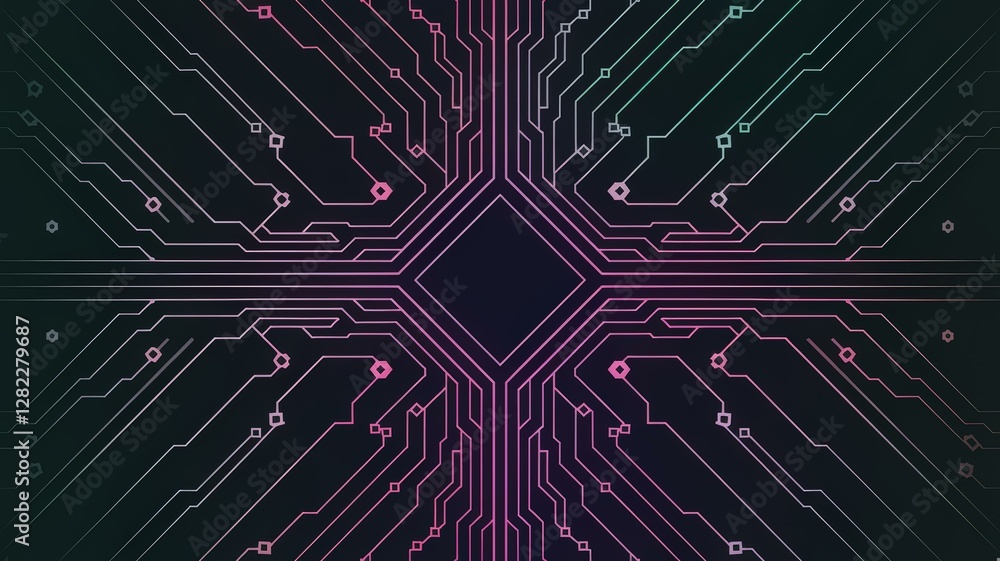 Futuristic Abstract Digital Illustration Symmetrical Circuit Patterns Dark Gradient Background - Modern Technology Graphic Website Interface Design Futuristic Abstract Digital Illustration Symmetrical Circuit Patterns Dark Gradient Background - Modern Technology Graphic Website Interface Design