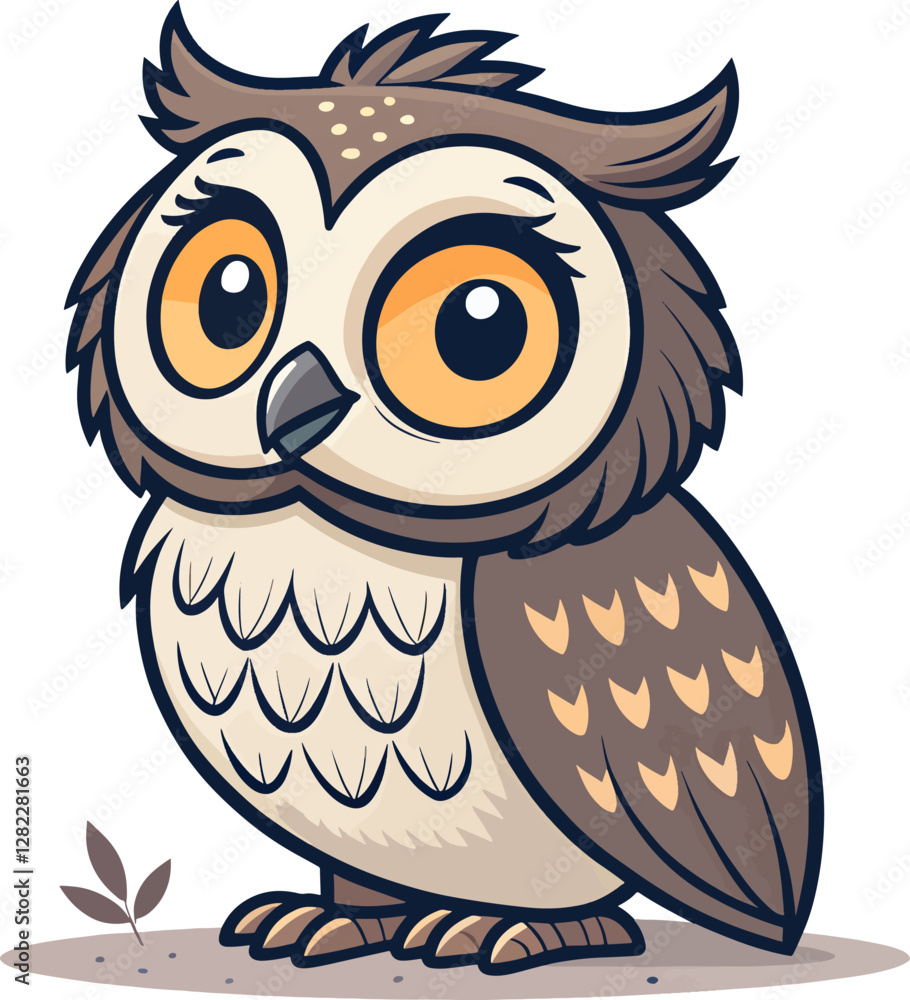 Fototapeta premium cute cartoon owl logo mascot design on white
