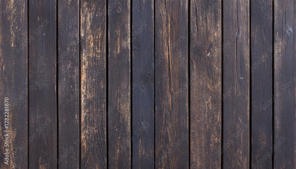 Fototapeta premium Vertical Dark Brown Wooden Planks Texture With Detailed Imperfections