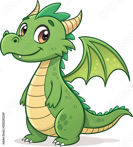 cute cartoon green dragon logo mascot design on white