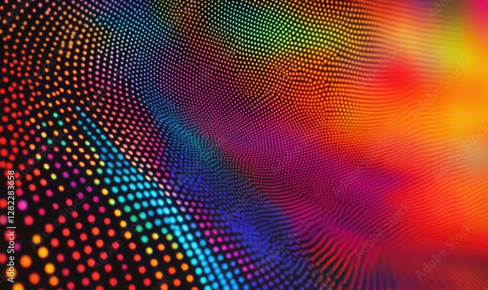 A colorful, abstract pattern of dots is displayed on a screen A colorful, abstract pattern of dots is displayed on a screen