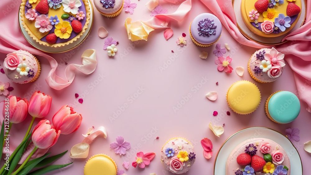 Elegant Women's Day Background with Tulips – March 8 Celebration Atmosphere Elegant Women's Day Background with Tulips – March 8 Celebration Atmosphere