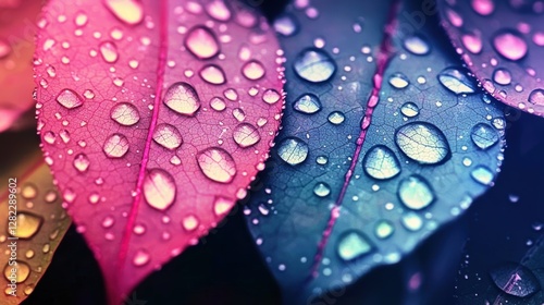 Captivating raindrops on colorful leaves nature macro photography vibrant environment close-up perspective
