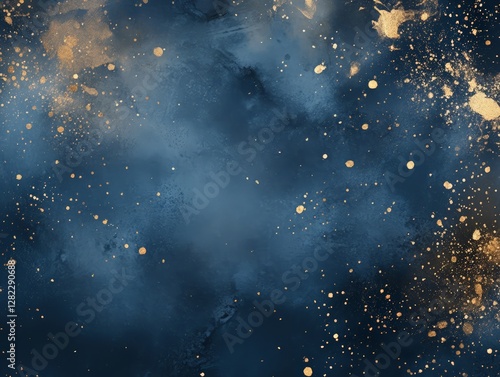 Obraz na płótnie Celestial artistry abstract golden splashes on dark canvas digital design cosmic environment aesthetic viewpoint w salonie