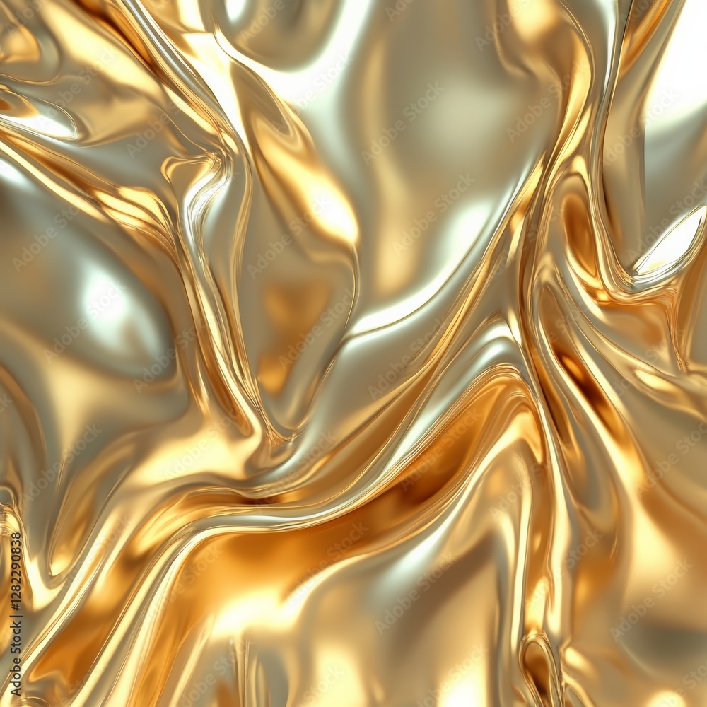 Liquid gold abstract flowing texture digital art vibrant composition illuminated background close-up luxurious concept