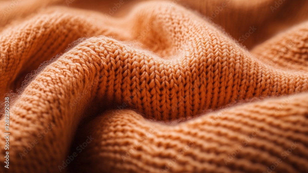 Close-up of soft, orange knitted fabric. Warm, textured, cozy. Close-up of soft, orange knitted fabric. Warm, textured, cozy.