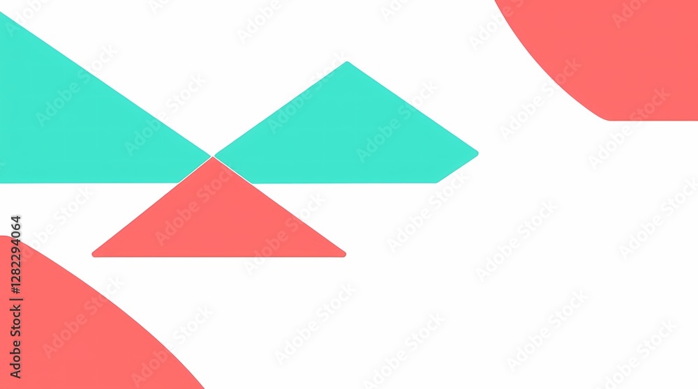 A minimalist graphic design on a bright white background featuring a bold geometric pattern in vibrant teal and coral, utilizing a clean sans-serif font for any included text. A minimalist graphic design on a bright white background featuring a bold geometric pattern in vibrant teal and coral, utilizing a clean sans-serif font for any included text.