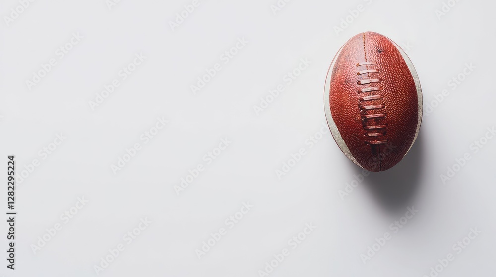 Minimalist sports branding image, rugby ball with negative space, balanced lighting, centered on white background. Minimalist sports branding image, rugby ball with negative space, balanced lighting, centered on white background.