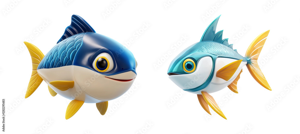 Fototapeta premium Colorful Fish Characters on Transparent Background