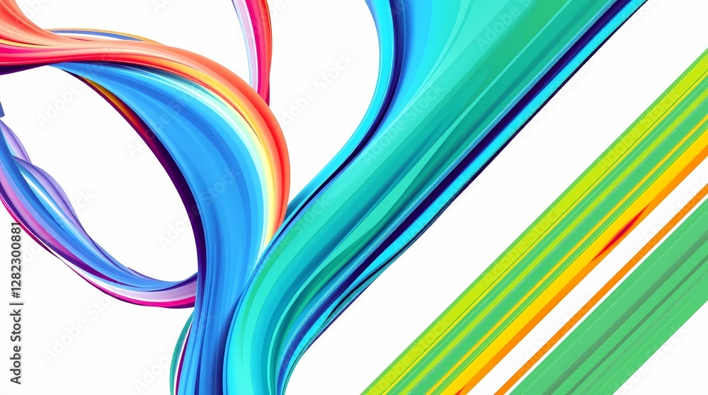 Fototapeta premium A vibrant graphic featuring bold, saturated colors against a stark white background, showcasing a dynamic composition.